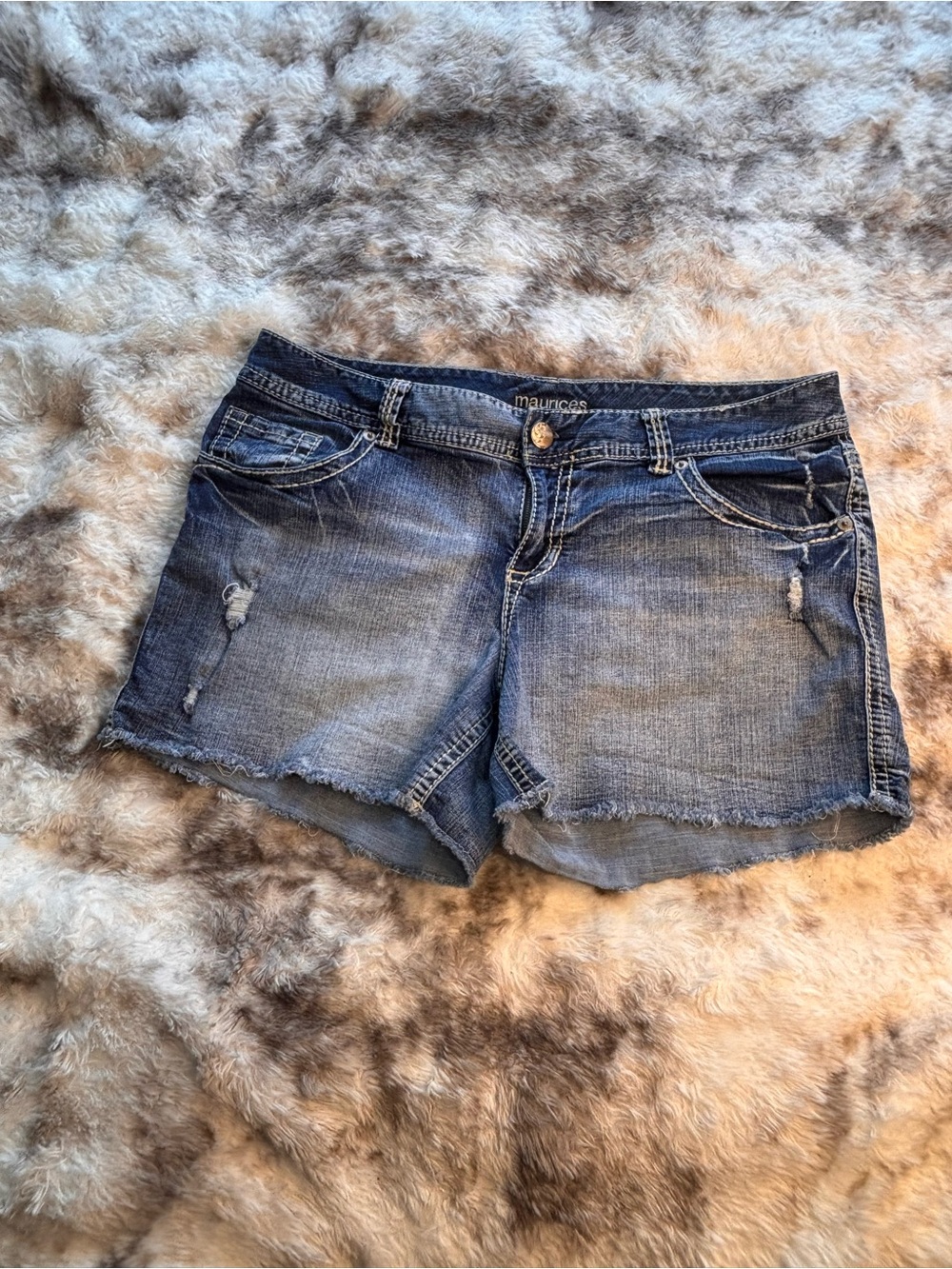 Maurices Blue Washed Denim Cutoff Shorts